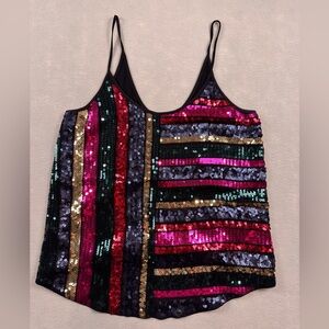 Express Multicolor Sequin Women's Cami Tank Top size Medium Disco